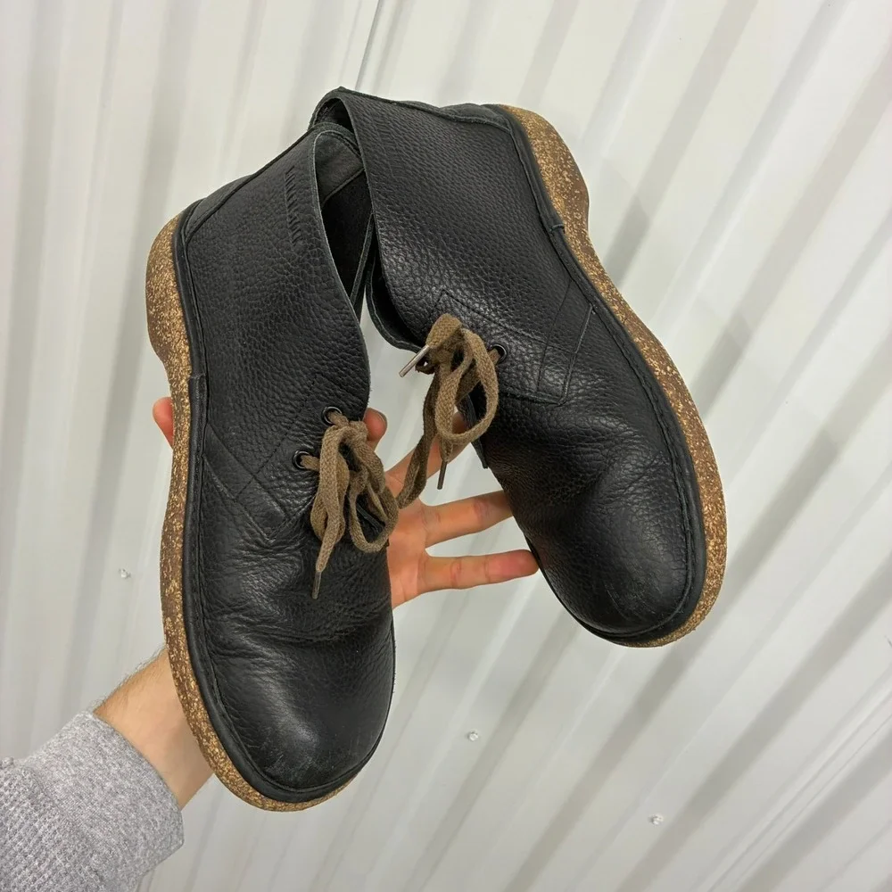 Birkenstock Dundee Men's Chukka Boots Black Pebbled Leather Size 11 EU - READ